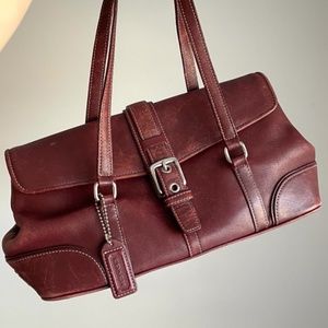 coach vintage leather dark burgundy baguette bag